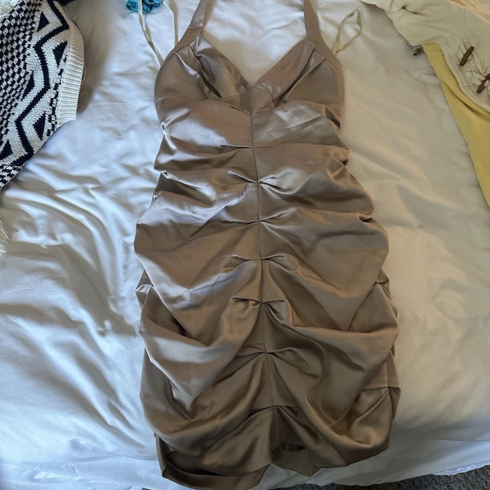 BCBG champagne halter dress